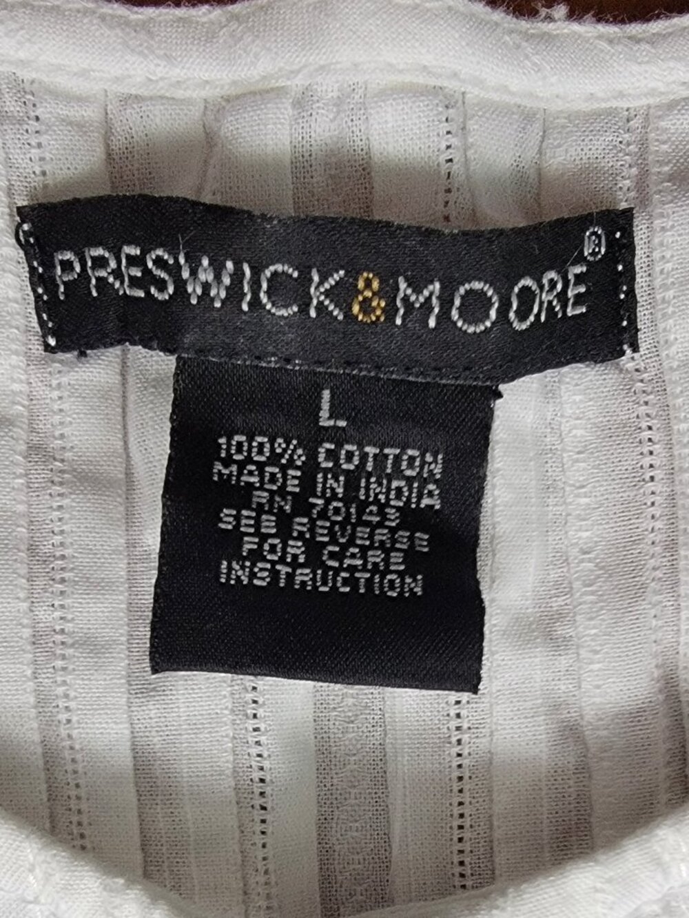 NWT Preswick & Moore White Sleeveless Cotton Pintuck Blouse - L - Picture 7 of 8